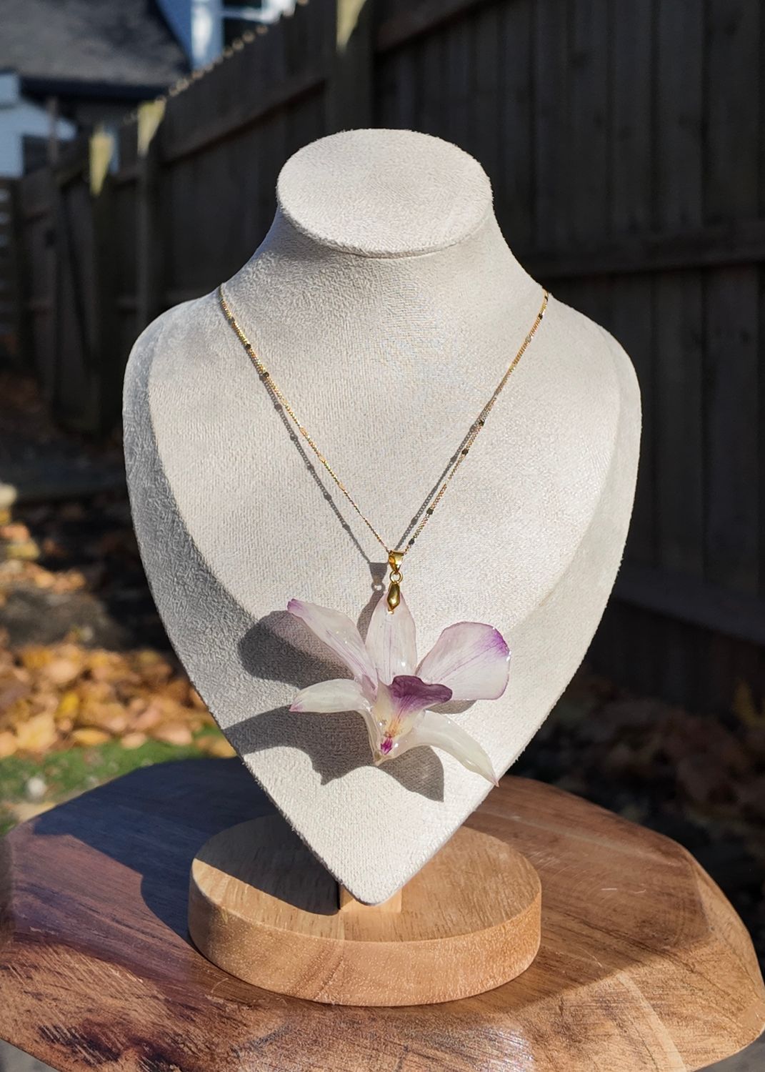 Lilac &amp; White Orchid Necklace