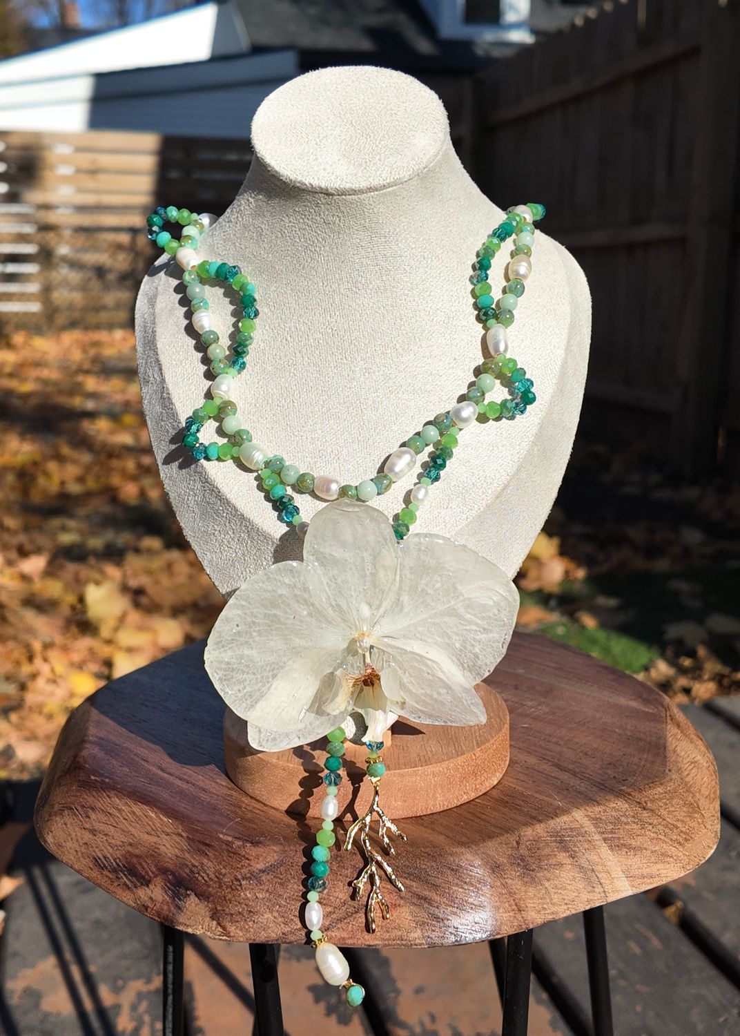 Ocean White Orchid Necklace