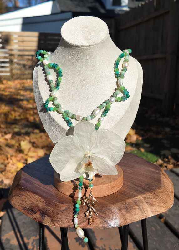 Ocean White Orchid Necklace