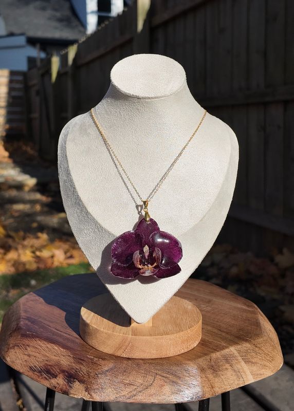 Dark Purple Orchid Necklace