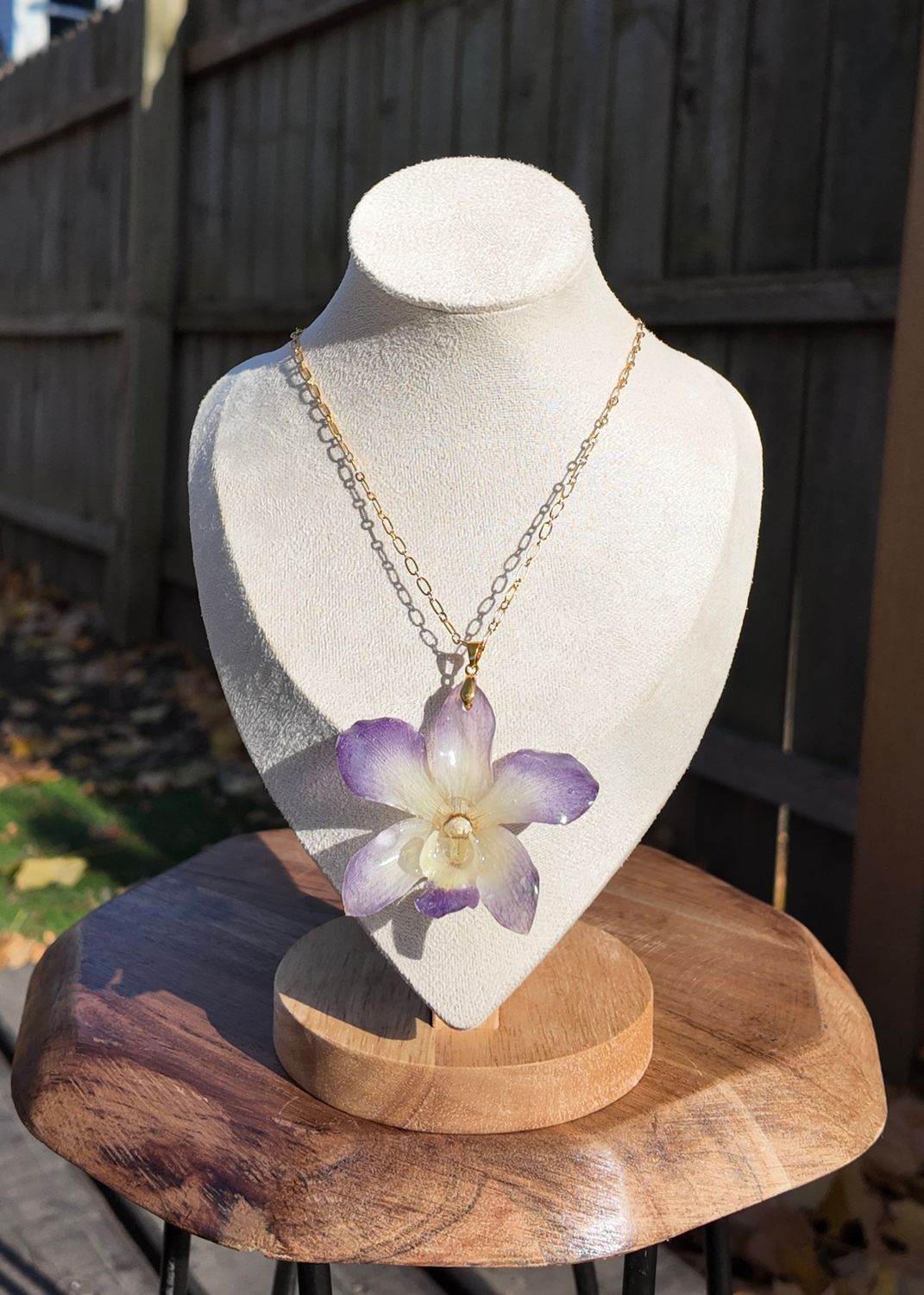 Violet &amp; White Orchid Necklace