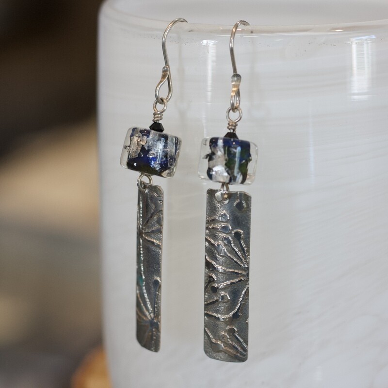 Bunting Hill Arts Argentium Silver &amp; Lampwork Glass Bead Earrings