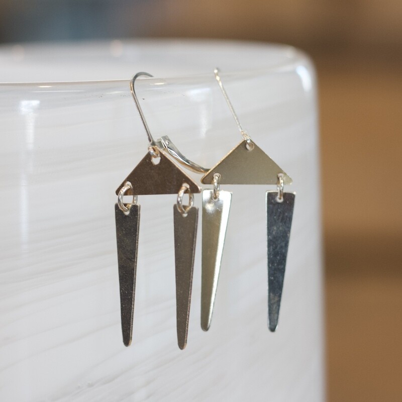 Cathy Heinz Designs Leverback Earrings - Silver Triangle w/ Trapezoid Dangle