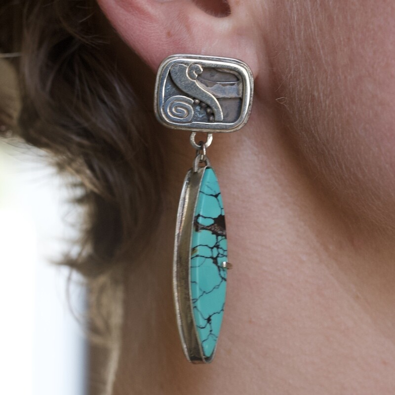 Leslie Weaver Design Turquoise Cufflink Dangles Earring