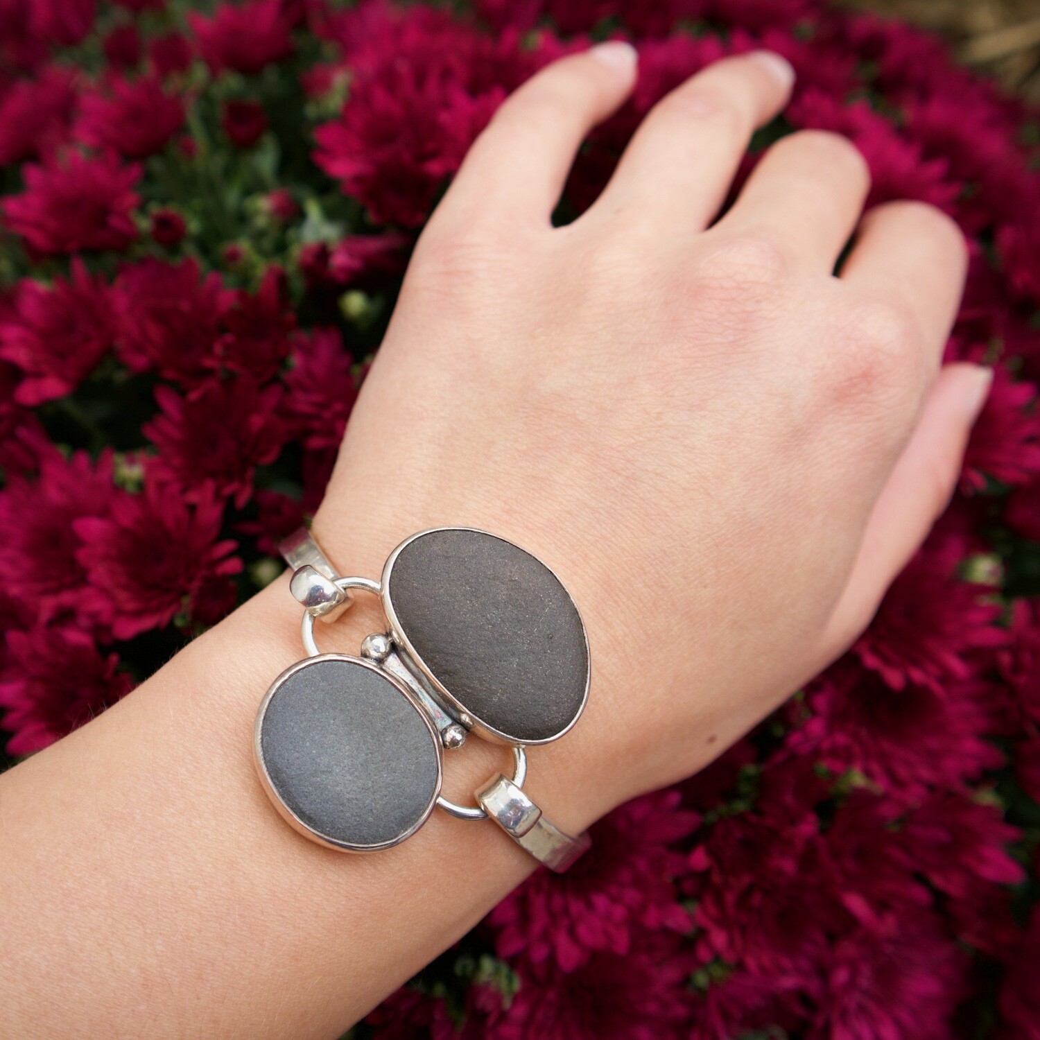 Marrick Maine Rocks - Double Stone Clasping Cuff