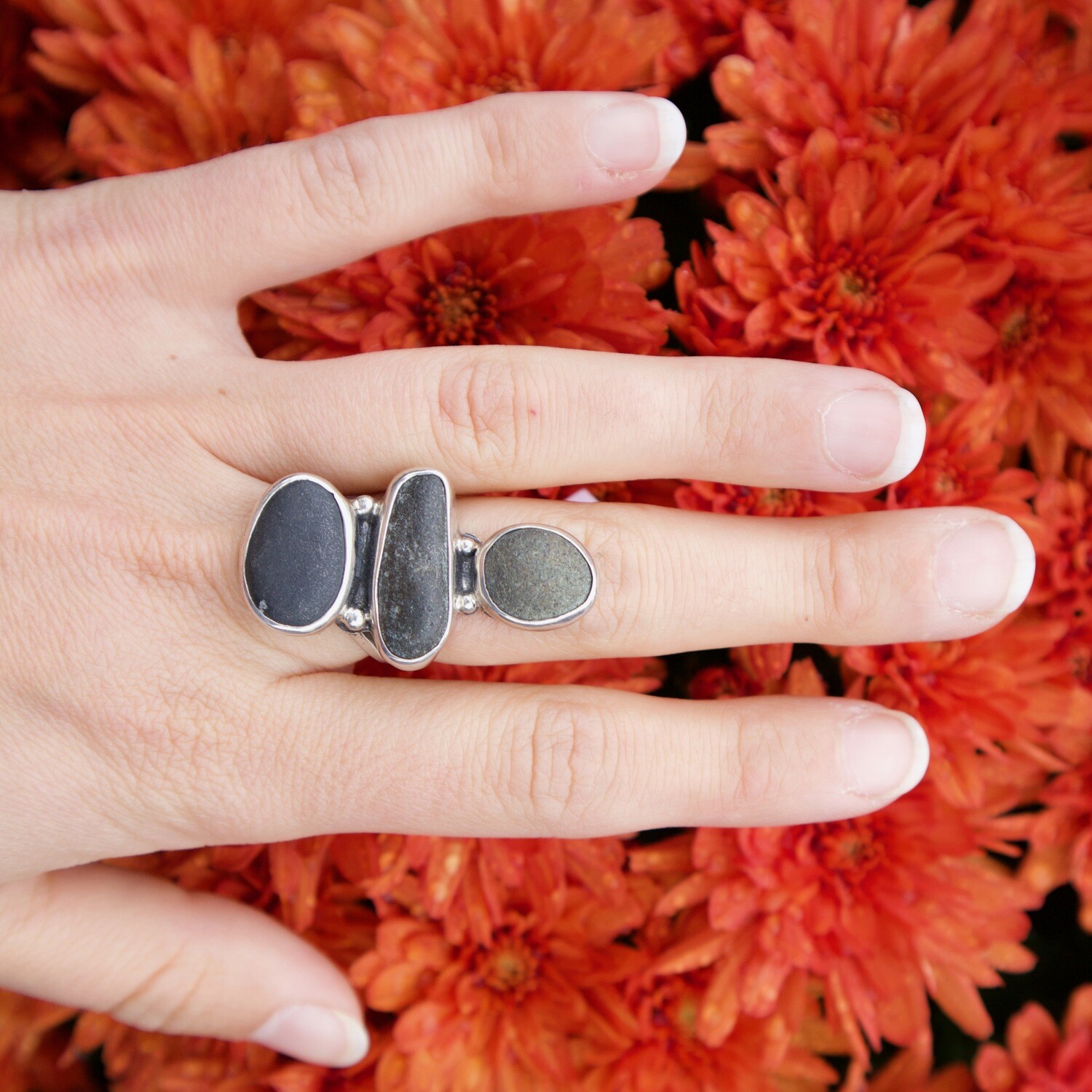 Marrick Maine Rocks Triple Stone Ring