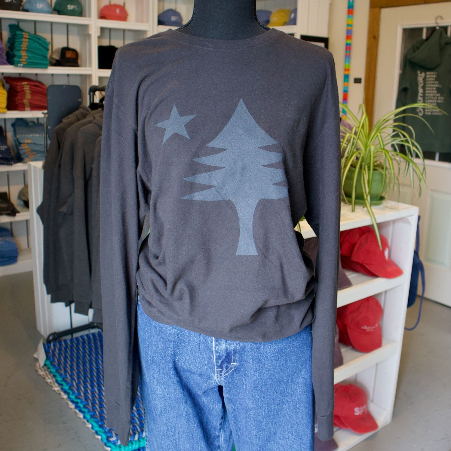 Long Sleeve Blackout Maine Flag Tees