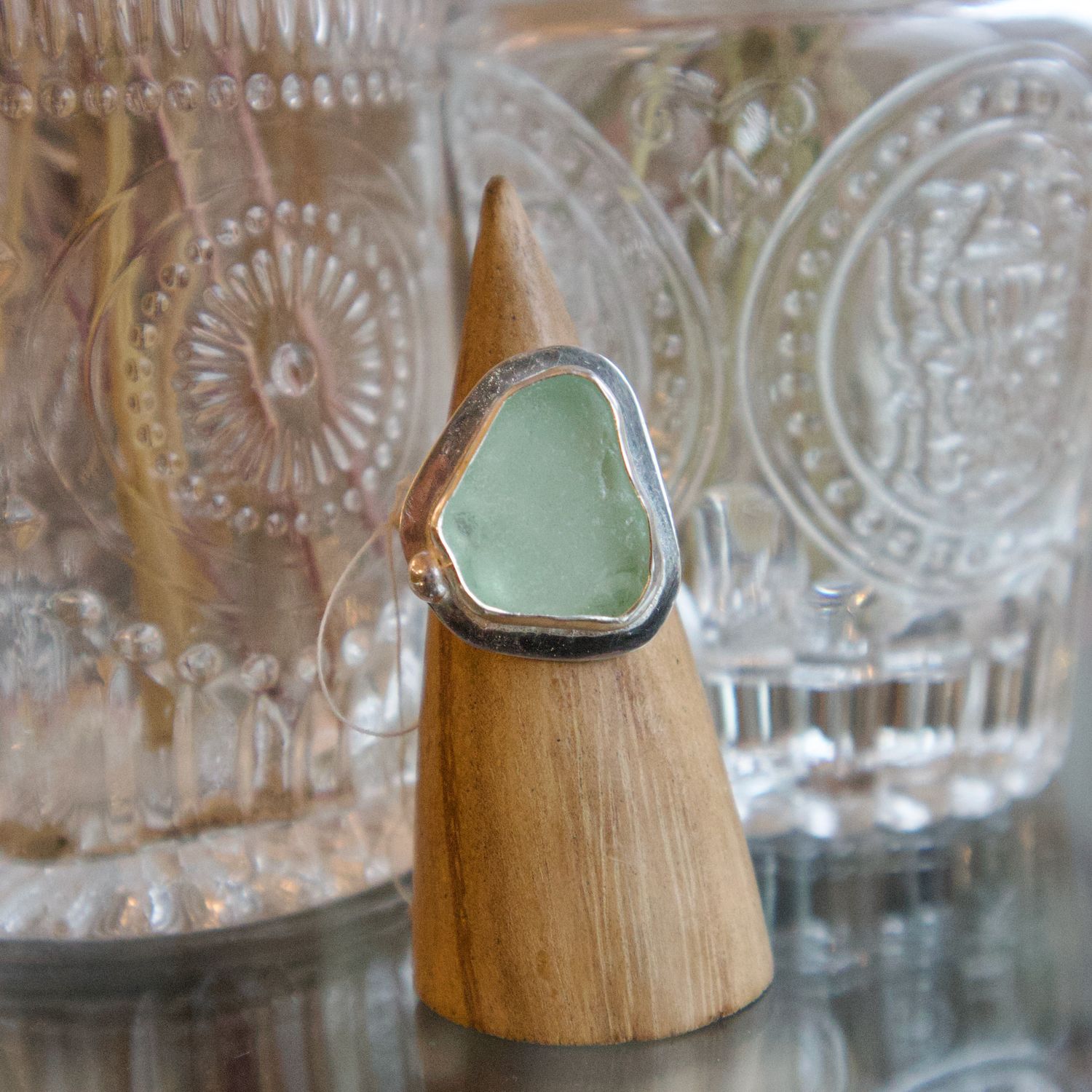 Leslie Weaver Sea Glass Ring Size 8.5