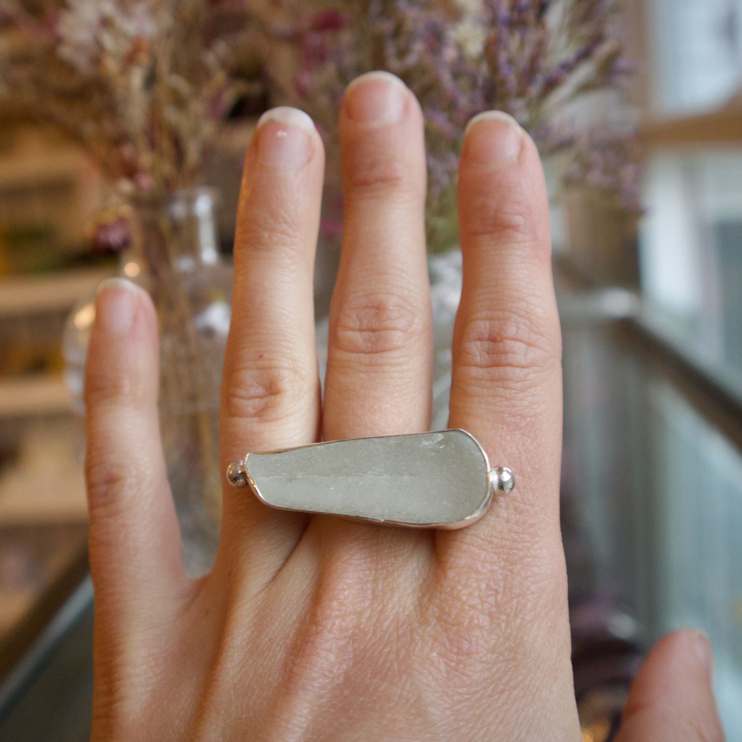 Leslie Weaver Sea Glass Ring Size 6.5