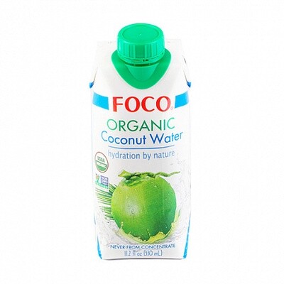 Кокосовая вода 100% органическая, без сахара, FOCO, 330 мл