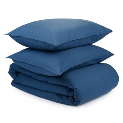 Комплект постельного белья двуспальный темно-синего цвета из органического стираного хлопка, Tkano