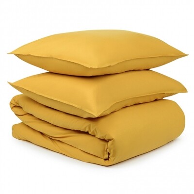 Комплект постельного белья 150х200 (полутораспальный) горчичного цвета из органического стираного хлопка, Tkano
