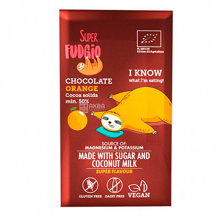 Шоколад ВЕГАН с апельсином Super Fudgiо, 80г