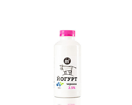 Йогурт питьевой коровий 2,5% с черникой, Ферма М2, 500 г