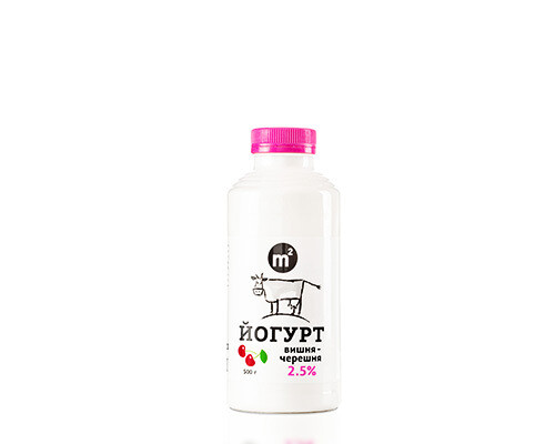 Йогурт питьевой коровий 2,5% вишня-черешня, Ферма М2, 500 г