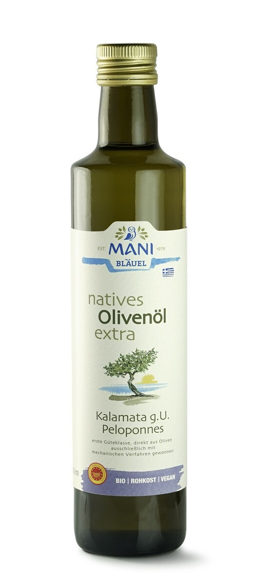 Оливковое масло Extra Virgin, Kalamata g.U., organic, MANI, бутылка 0,5 л