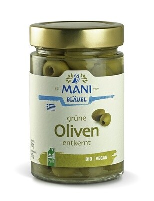 Оливки зеленые в рассоле, без косточки, organic, MANI, банка 280 г