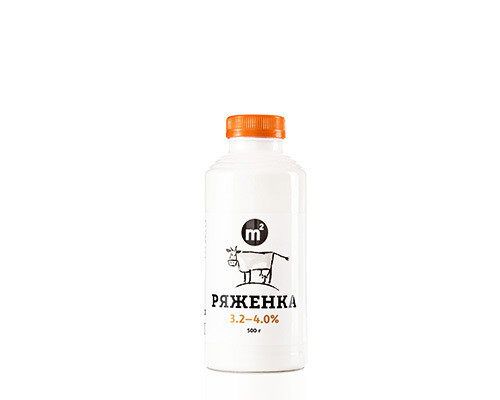 Ряженка 3,2-4% из цельного коровьего молока, Ферма М2, 500 г