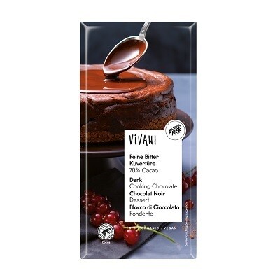 Темный кувертюр (глазурь из темного шоколада 70%). Vivani, 200 г