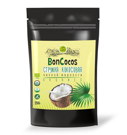 Стружка кокосовая низкой жирности BONCOCOS, Шри-Ланка, 250 г