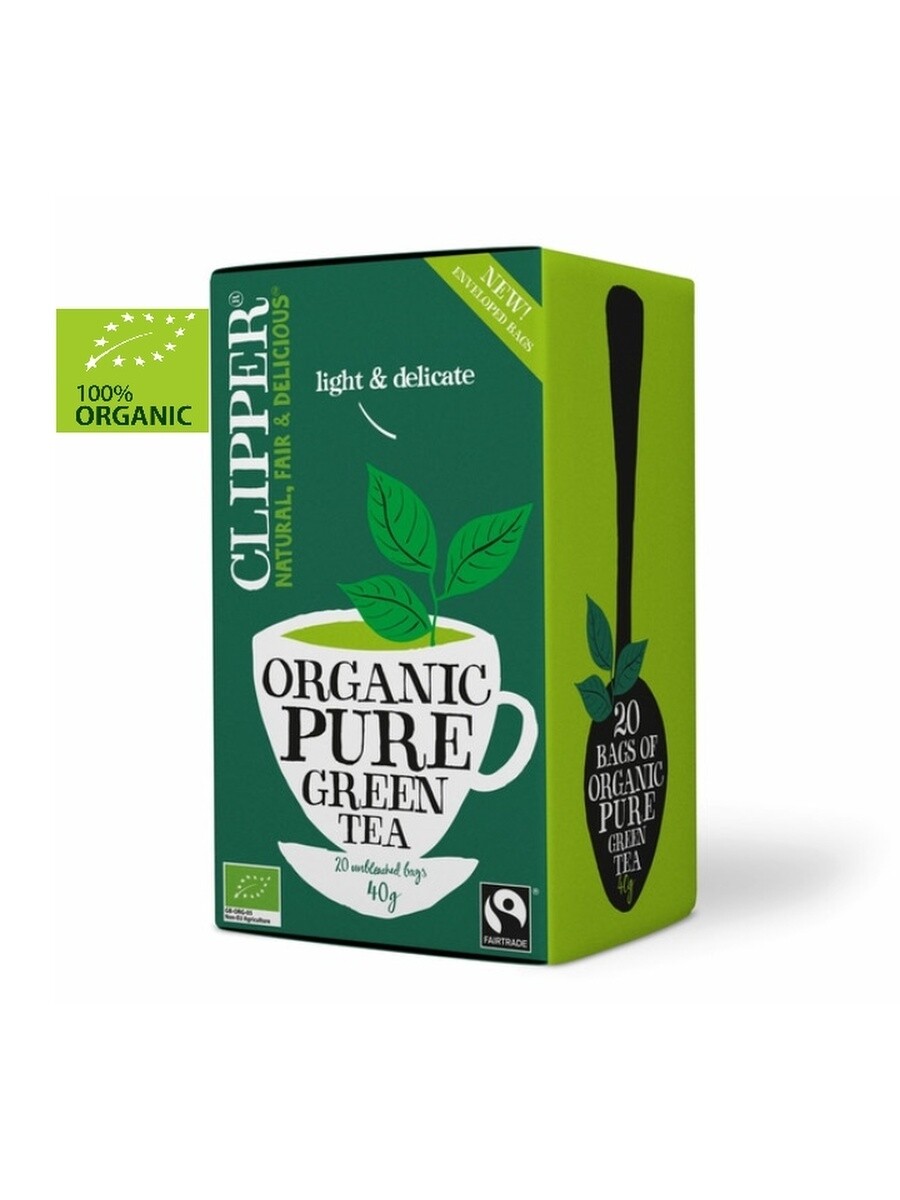 Clipper Чай зеленый органический пакетированный "Pure Green", 20 пакетиков