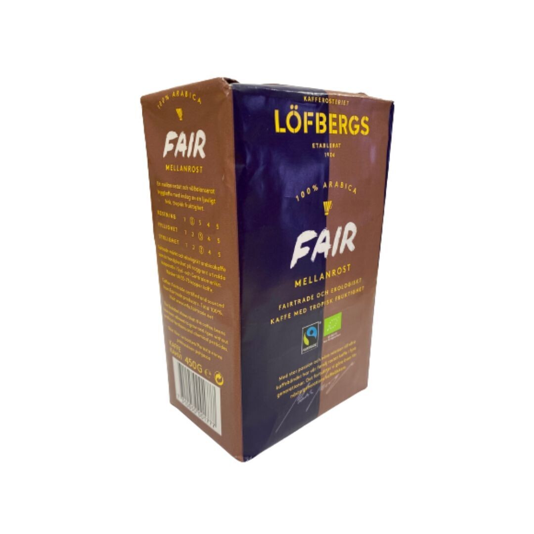 Кофе натуральный жареный молотый FAIR средней обжарки, 100% арабика, БИО, Lofbergs, 450 гр