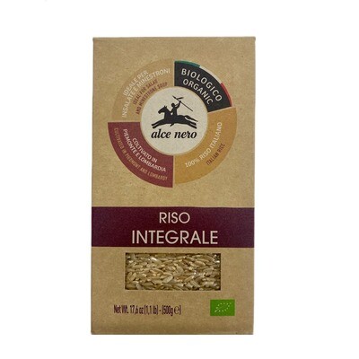 Рис нешлифованный коричневый Integrale, Alce Nero, 500 гр