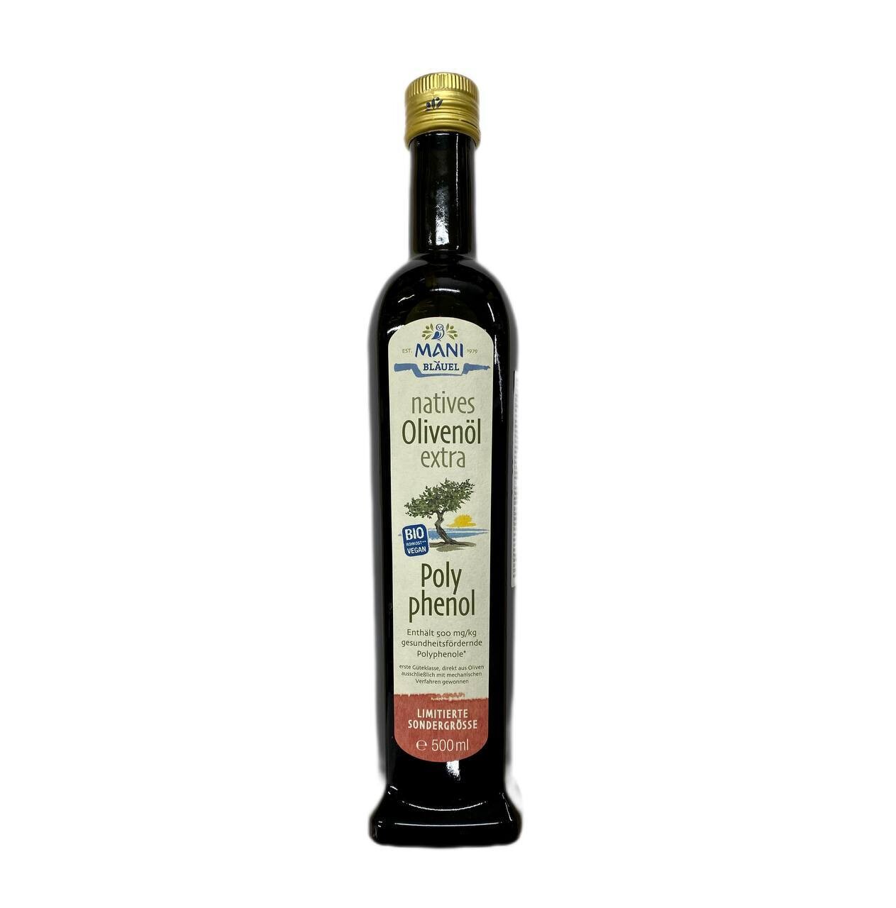 Оливковое масло Extra Virgin, BIO, Polyphenol, MANI, бутылка 0,5 л