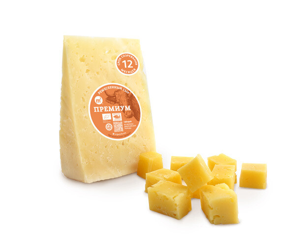 Сыр Премиум (срок выдержки – 12 месяцев) из коровьего молока 50%, Ферма М2, 250 г
