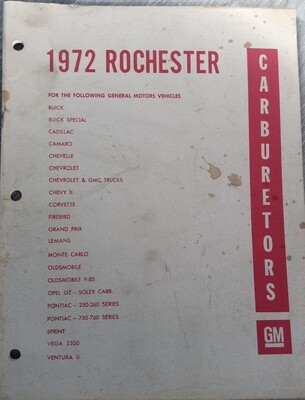 1972 Rochester Carburetors Parts Manual