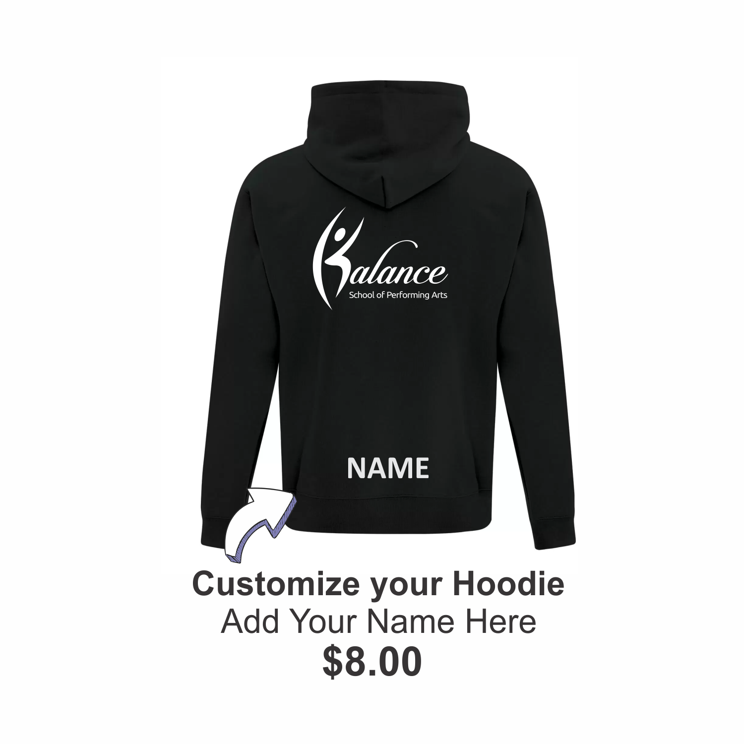 Youth Pull Over Hoodie, Colour: Black, Add Name?: Yes