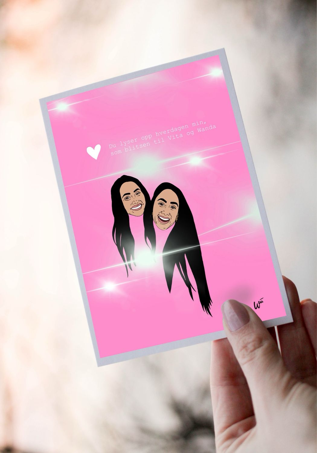 Vita&amp;Wanda Valentinskort Rosa