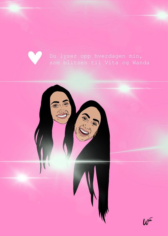 Vita&amp;Wanda Valentinskort Rosa