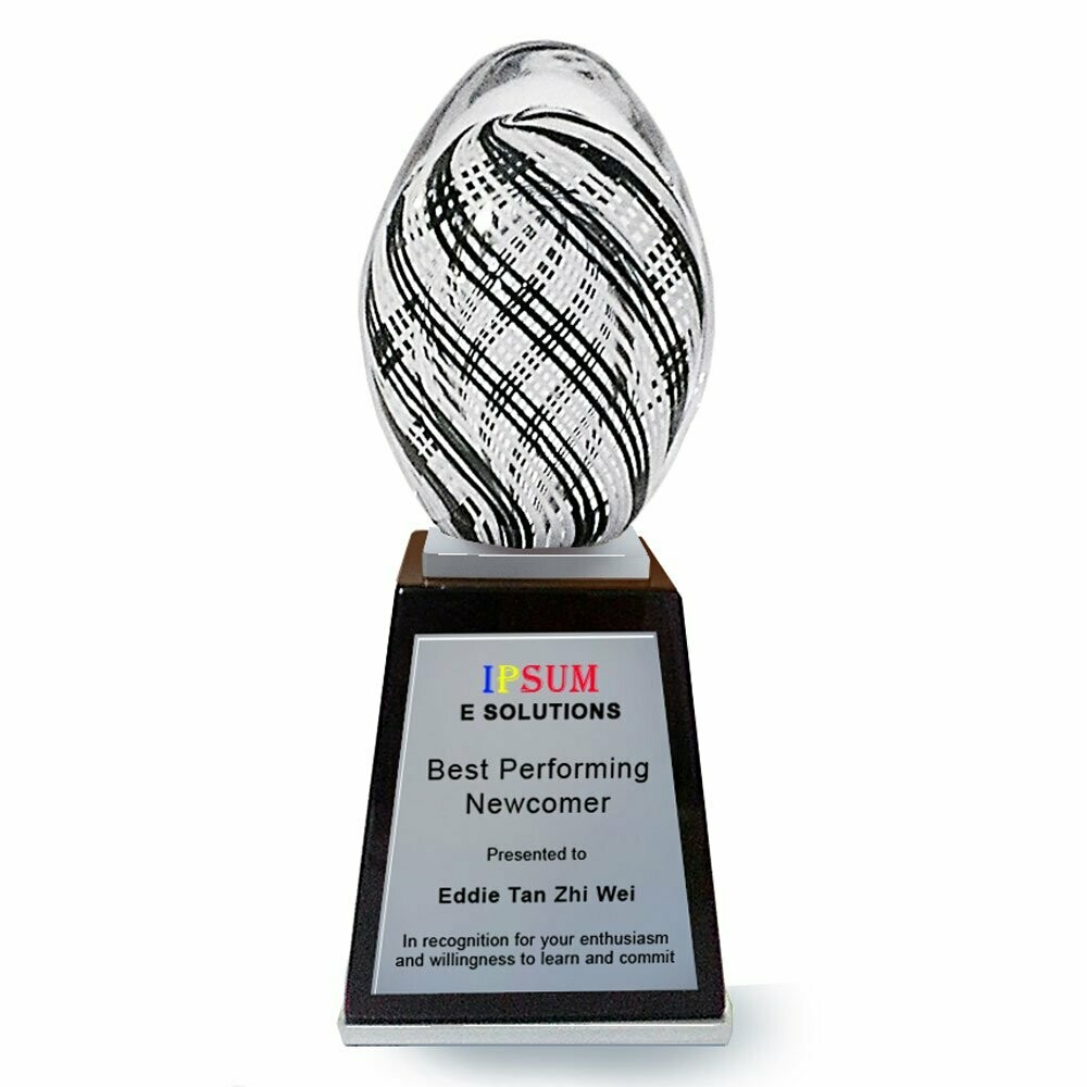 Rotary on Oblique Colored Glass Award with Tall Piano (Size - 21cm Ht)
