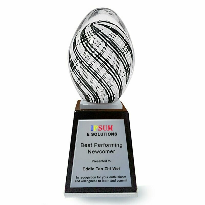 Rotary on Oblique Colored Glass Award with Tall Piano (Size - 21cm Ht)