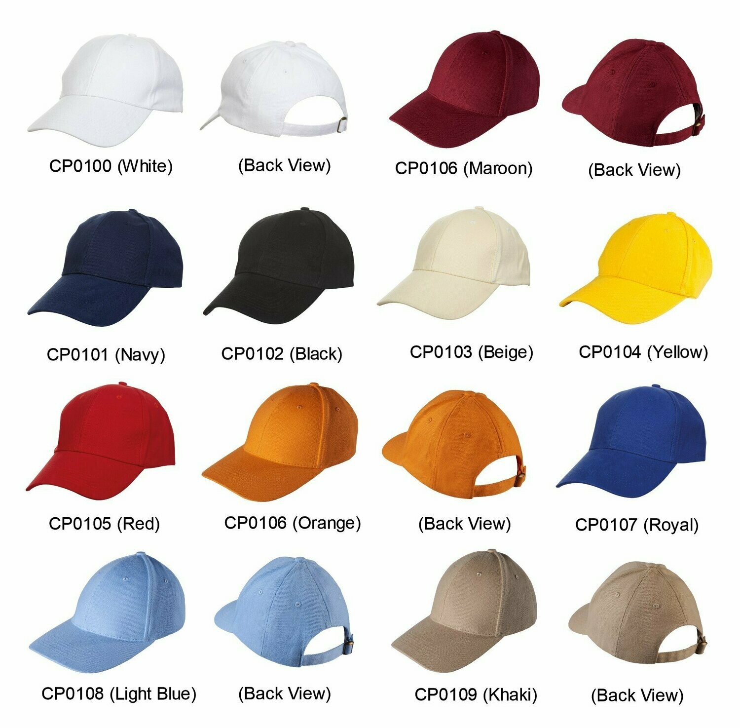 Brushed Cotton 6-Panel Cap with Metal Buckle