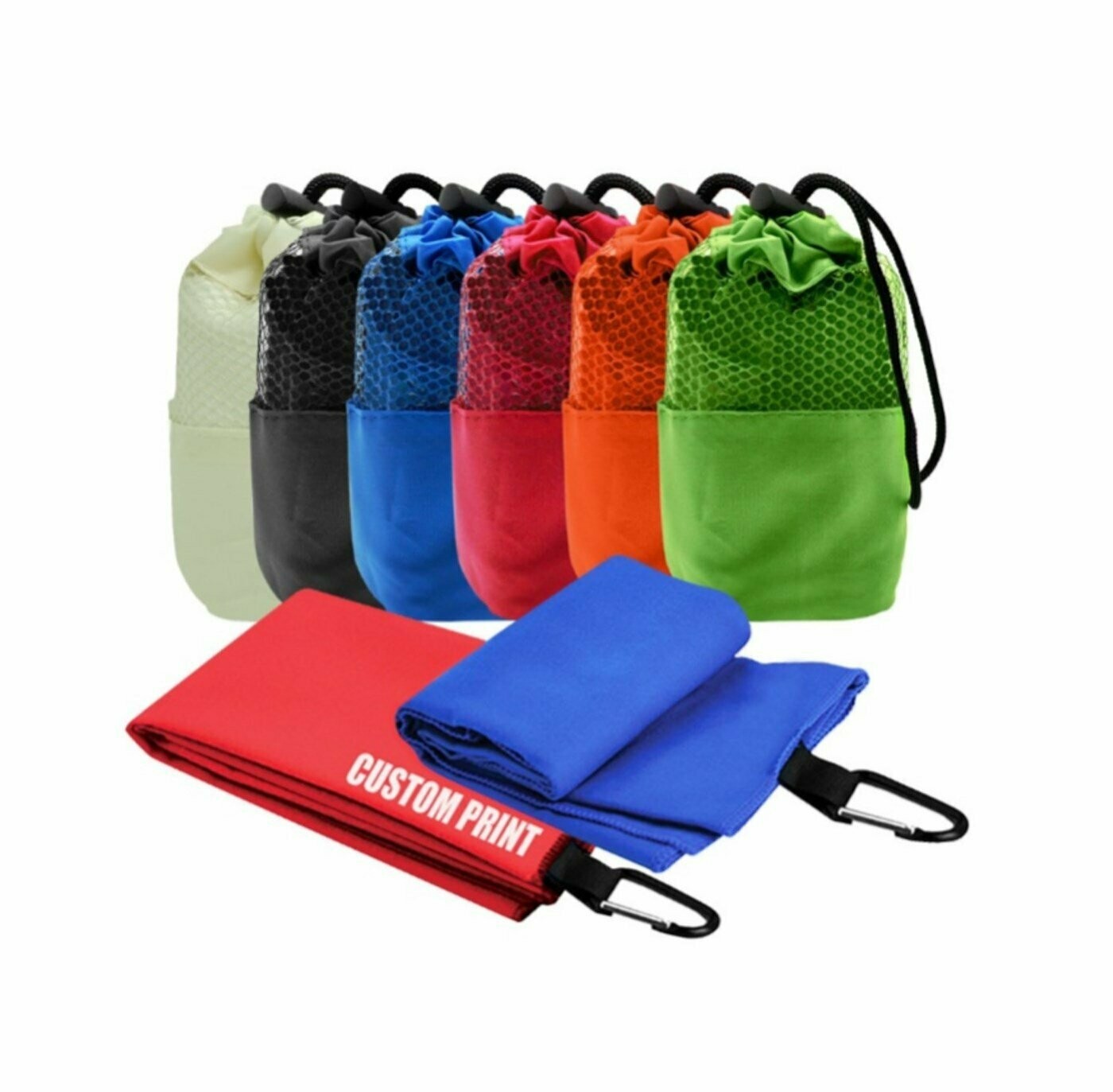 Suede Sports Towel with Carabiner Hook