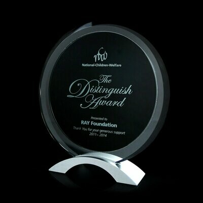 Round Black and Clear Glass Award