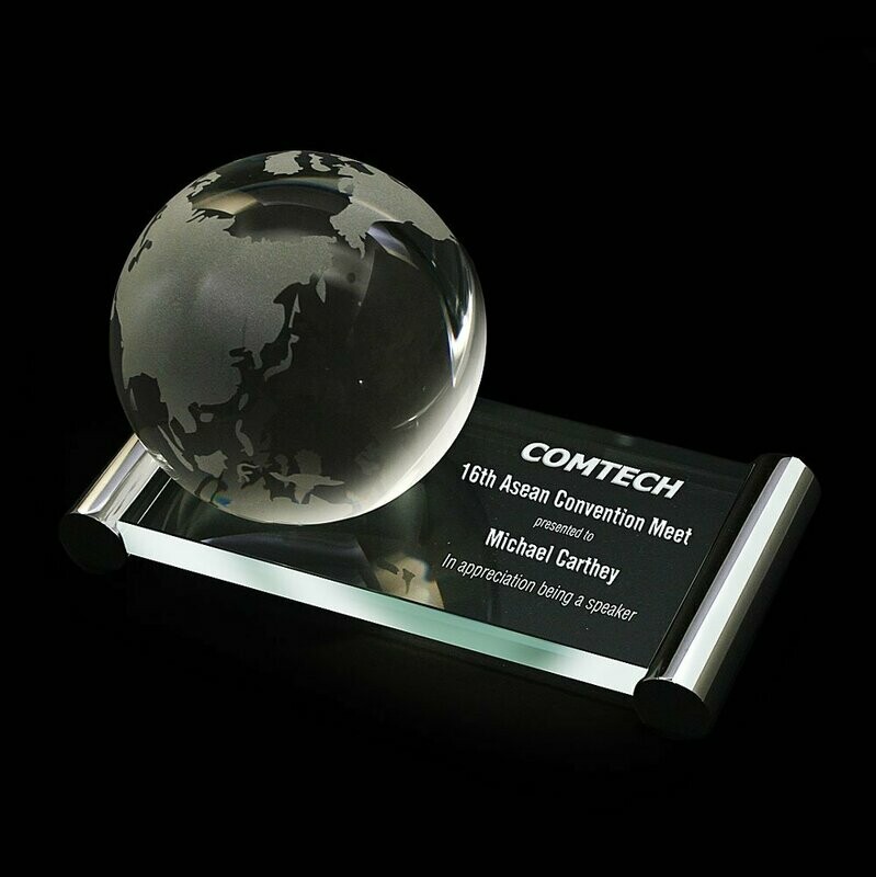 Globe on Metal Rod Glass Base