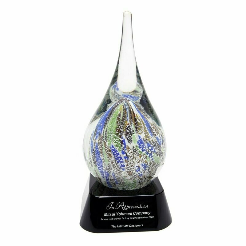 Silver Ripple Colored Glass Award