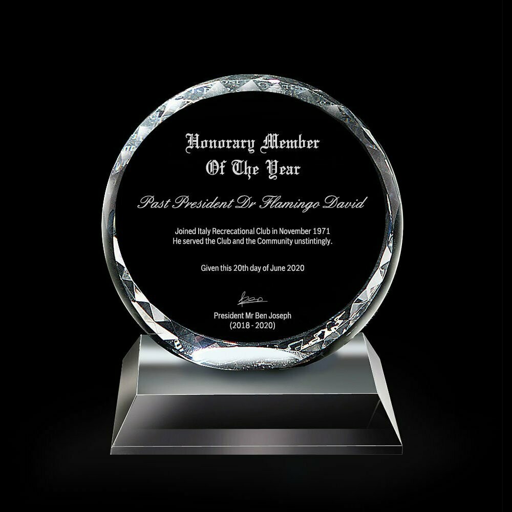 Premium Round Cut Crystal Award