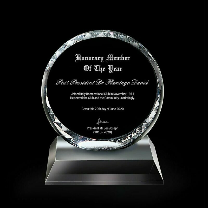 Premium Round Cut Crystal Award