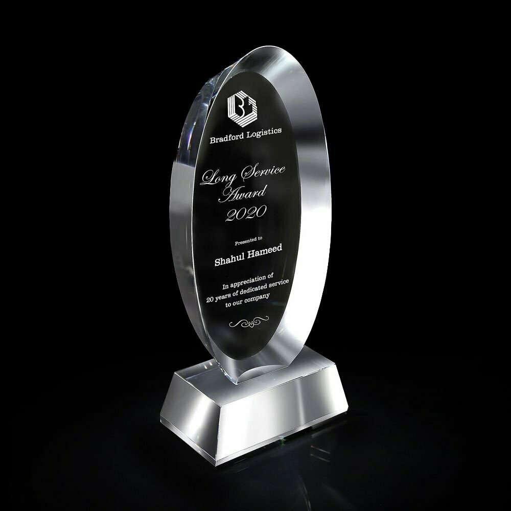 Oval  Bevel Crystal Award