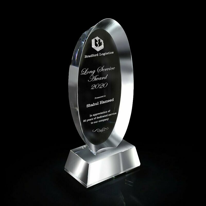 Oval  Bevel Crystal Award
