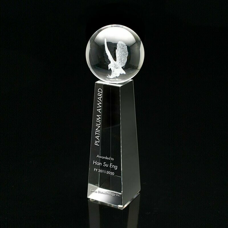 3D Laser Eagle Block Crystal Award