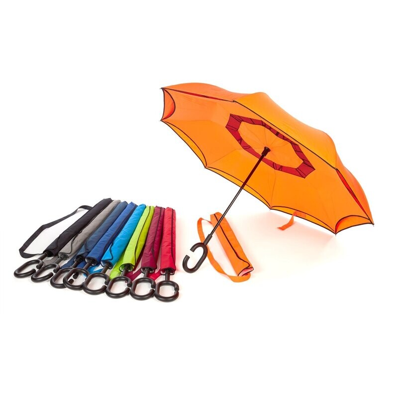 24" Double Layer Inverted Umbrella with C-Shaped Handle (no UV)
