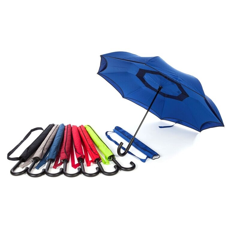 24" Double Layer Inverted Umbrella with J-Shaped Handle (no UV)