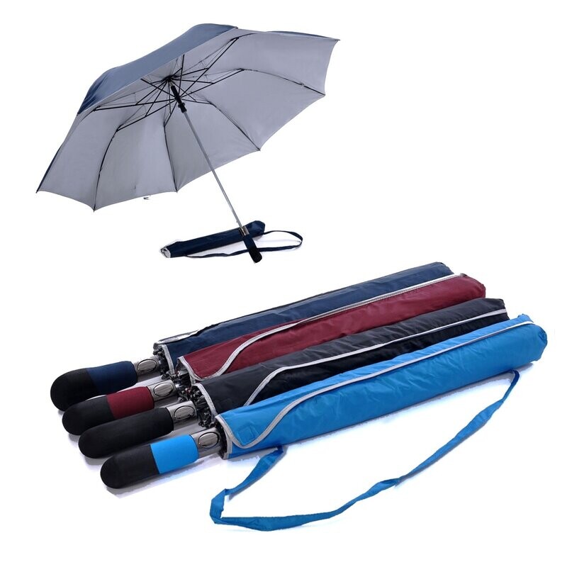 28" 2-Fold Auto Open Golf Umbrella with Sling Pouch with Reverse UV