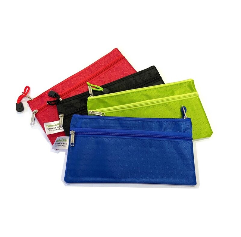 A5 Size Double Zip Canvas Mesh Utility Pouch