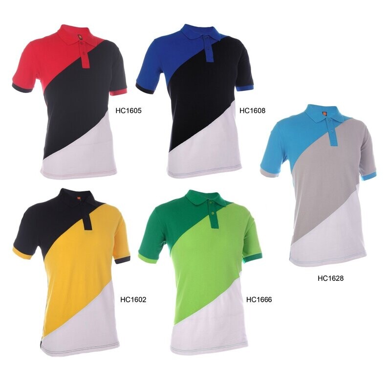 3-Tone Design Honeycombed Poloshirt